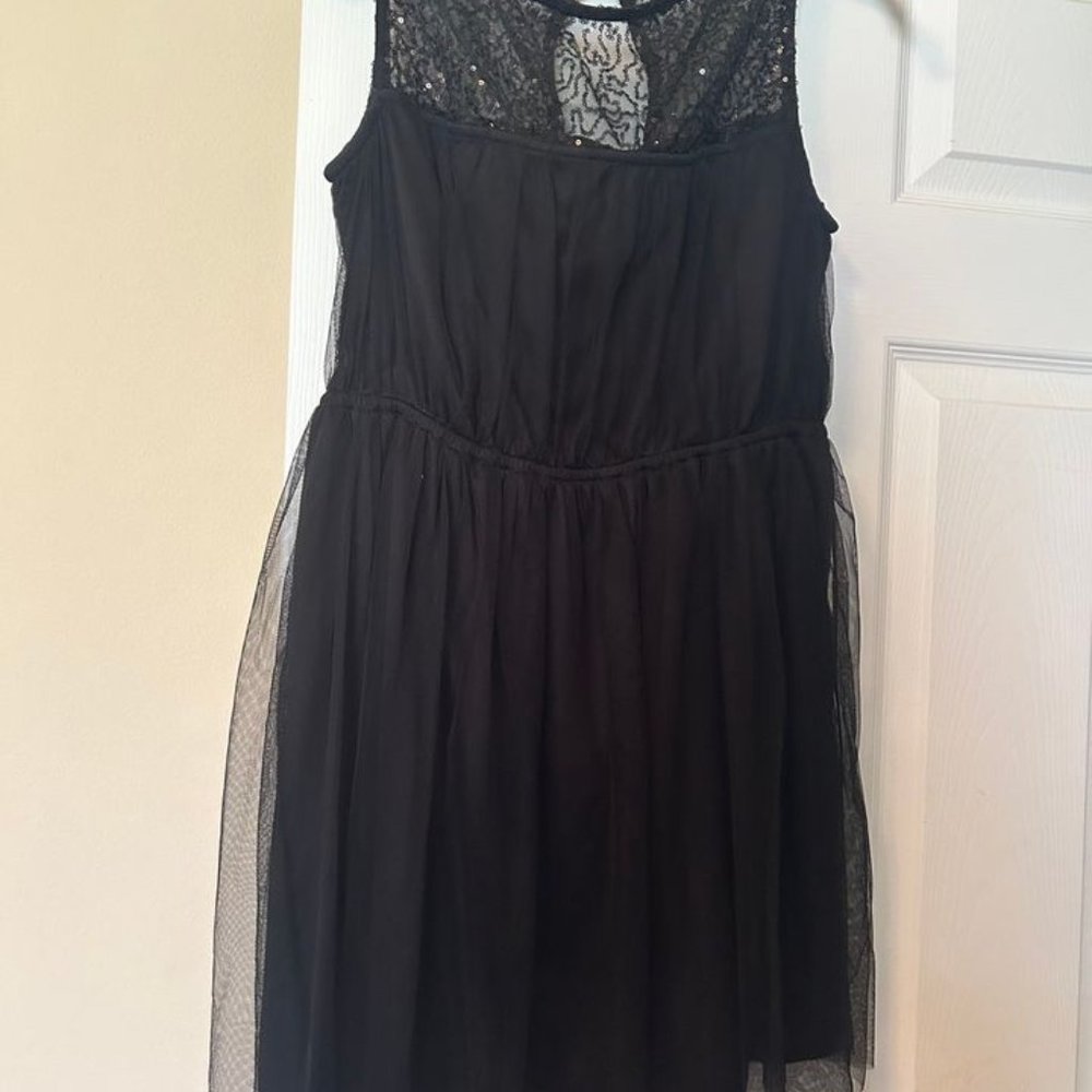 Black Tulle Mini Evening Dress